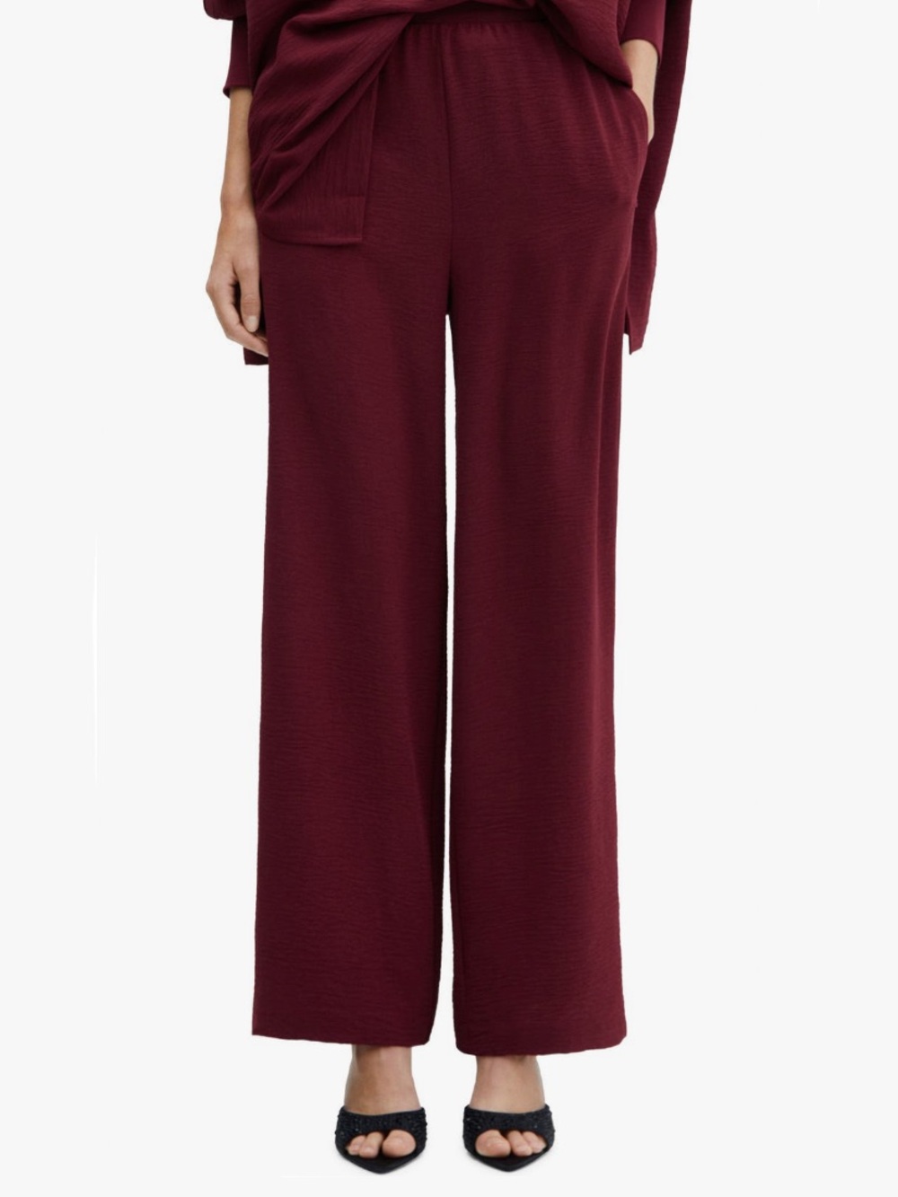 Mango - High Waist Straight Leg Pants in Cherry - Size Small